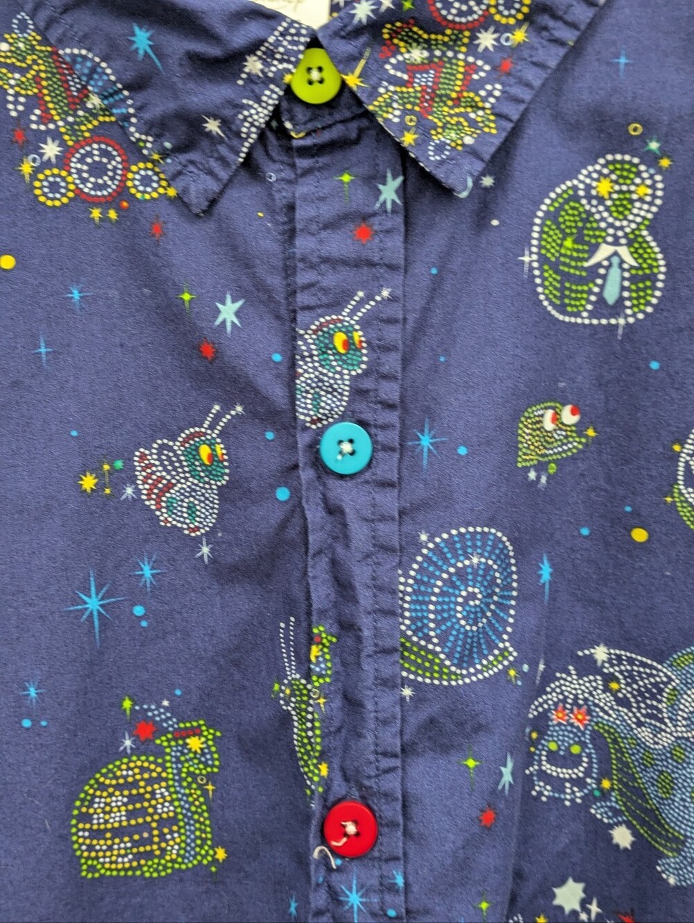 Disney Main Street Electrical Parade Men's Navy Shirt with Colorful Buttons - Picture 7 of 8